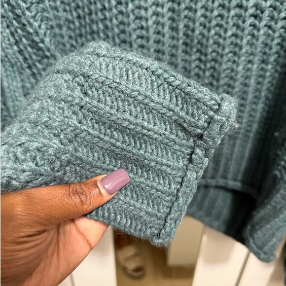 H&M Oversized Boxy Chunky Knit Sweater Dark Turquoise Size XL - Picture 6 of 12